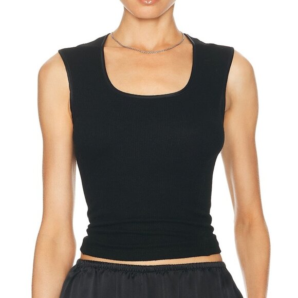 SABLYN Sabrina Fitted Scoop Neck Tank Top With Seaming in Black knit sweater - Picture 1 of 7